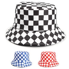 Bucket Hat Cotton Polyester Reversible Cow Print Checkerboard Pattern Foldable Sun Protection Fashion For Men Women