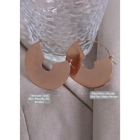 Minimalistische Geborstelde Textuur Titaniumstaal Oorbellen Voor Dames Verguld Geometrisch Rond Individuele Mode Sieraden