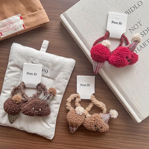 Élastiques À Cheveux En Peluche Pour Filles Motifs De Glace Et Ours Nuage Accessoires En Laine D'Agneau Scrunchies Porte-Queue De Cheval
