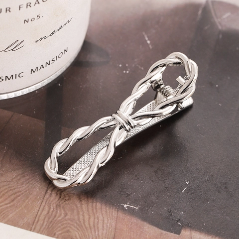 Twist Knot Metal Hair Clips Irregular Bow Duckbill Side Clips Alloy Minimalist Hair Accessories For Women