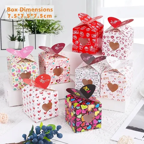 Scatola Regalo San Valentino Cartone Finestra Cuore Confezione Caramelle Per Matrimonio Fidanzamento Festa Decorativa