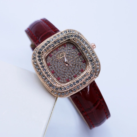 Damen Quarz Uhr Quadratisch Legierung Gehäuse Full Rhinestone Zifferblatt Krokodil Muster PU Lederband Mode Analog Armbanduhr