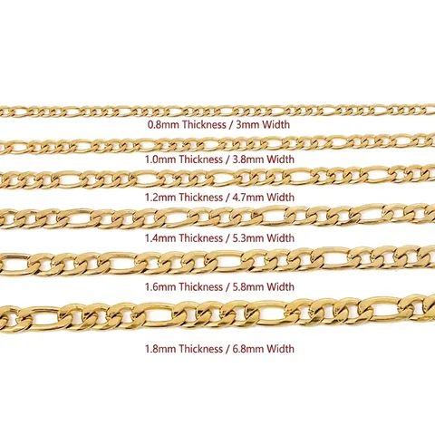 Figaro Chain Necklace 304 Stainless Steel Three To One Link Vacuum Plated Gold Hip Hop Jewelry Making Accessories Durable