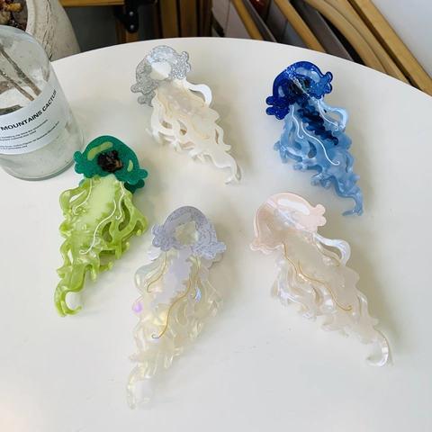 Molla Per Capelli Medusa Acetato Acrilico Glitter Tema Animale Marino Antiscivolo Copricapo Elegante Per Donne Ragazze