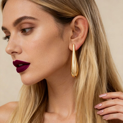 Water Drop Earrings Metal Alloy With 925 Sterling Silver Earring Post Irregular Smooth Polished Minimalist For Women