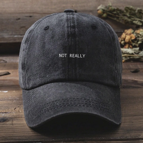 Washed Baseball Cap Not Really Letter Embroidery Vintage Distressed Sun Hat Unisex Casual Outdoor Sport Headwear