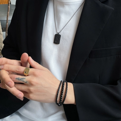 Bracciale Avvolgente Da Uomo Agata Occhio Di Tigre Pietra Naturale Corda In Pelle Intrecciata Chiusura In Acciaio Inossidabile
