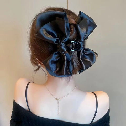 Große Satin Schleife Haarklammer Französisch Retro Übergroße Satinntextur Elegante Haaraccessoires Für Frauen Mädchen