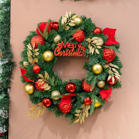 Christmas Wreath Artificial Pine Needle Decoration With Pine Cones Berries Ornaments For Front Door Wall Festive Decor