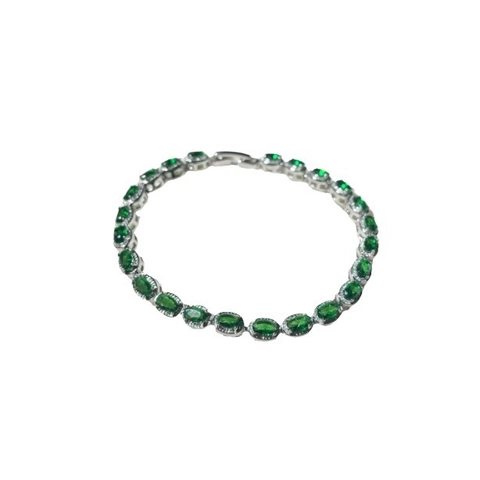 Pulsera Tennis De Lujo Con Circón Verde Ovalado Latón Chapado En Oro Estilo Chic Vintage Para Mujeres Joyería Elegante