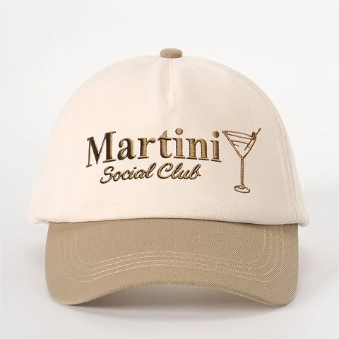 Vintage Baseball Cap Martini Social Club Embroidered Contrast Color Adjustable Breathable Sun Hat For Men Women