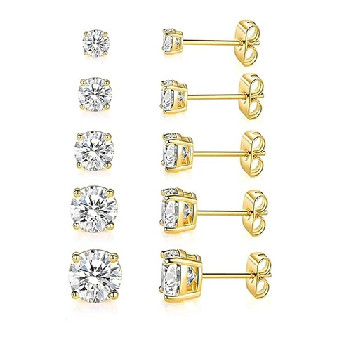 Stainless Steel Round Stud Earrings With Sparkling Rhinestone Inlaid Fashion Jewelry For Women Everyday Versatile Style Earrings