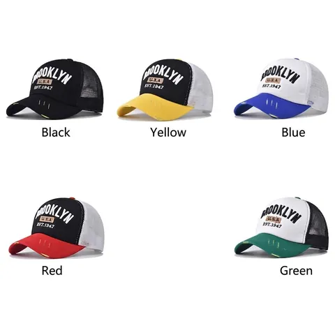 Καπέλο Trucker Brooklyn 3D Κέντημα Βαμβακερό Δίχτυ Αναπνεύσιμο Φθαρμένο Γείσο Ρυθμιζόμενο Snapback Ρετρό Unisex
