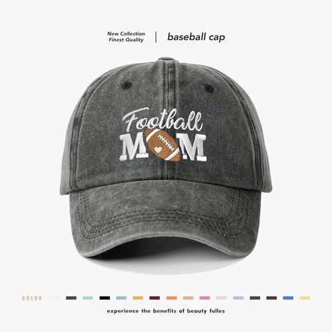 Casquette De Baseball En Coton Lavé Broderie Football MOM Style Vintage Sport Chapeau Réglable Pour Femmes