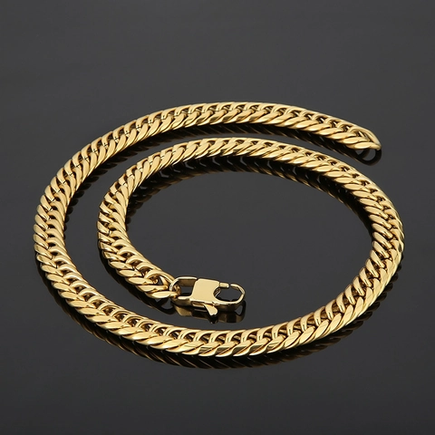 Cuban Link Chain Necklace And Bracelet Stainless Steel Heavy Hip Hop Punk Jewelry For Men Women
