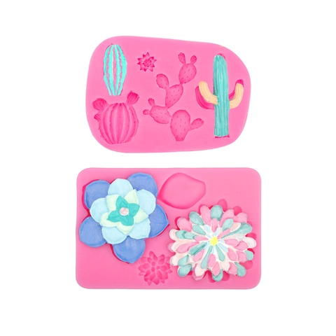 Stampo In Silicone Per Piante Grasse Cactus Fiori Per Decorazione Torte Fondente Artigianato In Argilla Stile Foresta
