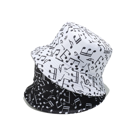 Vissershoed Met Muzieknotenprint Polyester Zonbescherming Outdoor Casual Mode Voor Unisex