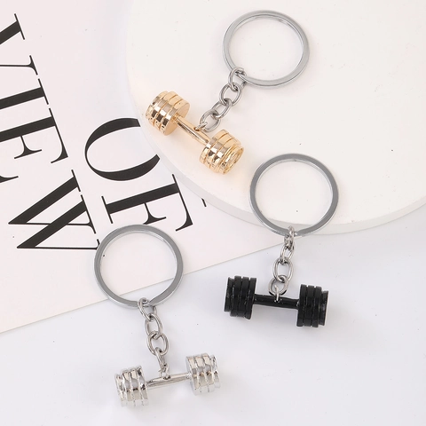 Dumbbell Keychain Mini Weight Lifting Charm Metal Keyring For Gym Fitness Enthusiasts Bodybuilding Gift Accessory