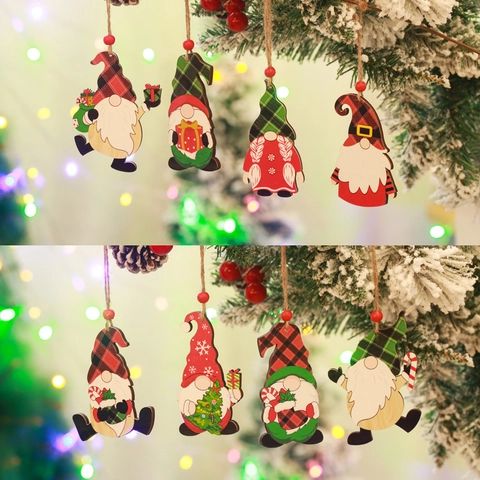 Ornamenti Gnomi Di Natale In Legno Dipinti Figurine Di Nani Decorazioni Sospese Per Albero Delle Feste Decorazioni Per La Casa Stile Nordico Rustico