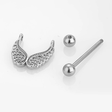 316L Stainless Steel Nipple Rings Zircon Heart Wings Skeleton Hand Nipple Studs Surgical Steel Body Piercing Jewelry