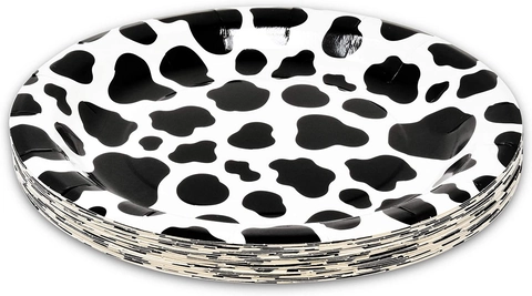 Vaisselle De Fête Motif Vache Assiettes En Papier Gobelets Serviettes Bannière Nappe Pailles Pour Anniversaire Ferme