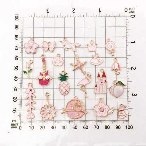 Ciondoli In Lega Di Zinco Smalto Rosa Forme Miste Cuore Stella Marina Fiore Per Gioielli DIY Accessori Carini Per Collane
