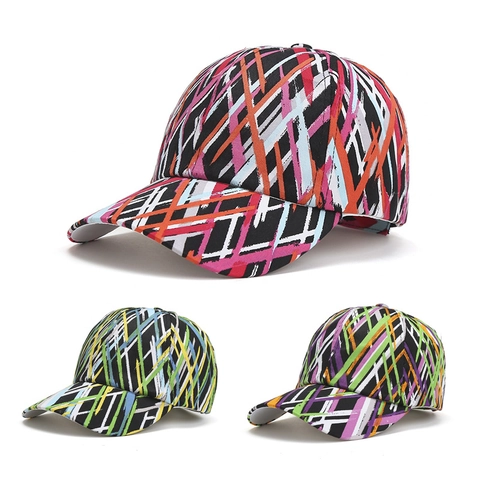 Cappello Da Baseball In Cotone Graffiti Colorato Berretto Parasole Traspirante Per Streetwear Hip Hop Motivo Astratto Unisex