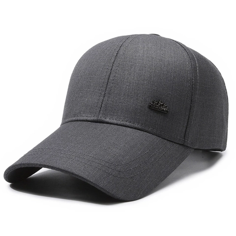 Men's Baseball Cap Outdoor Casual Sun Protection Hat Adjustable Solid Color Dad Hat With Metal Badge Spring Autumn