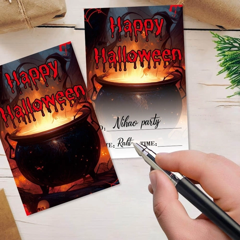 Halloween Feest Uitnodigingskaarten Vampier Pompoen Heks Thema Gothische Stijl Papier Voor Festival Evenement Viering