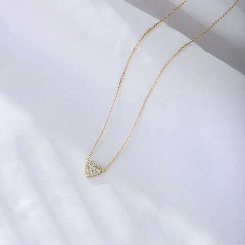 Collana Con Pendente A Cuore In Argento Sterling 925 Zircone Micro-incastonato Catena Clavicola Gioielli Dolci Per Donne