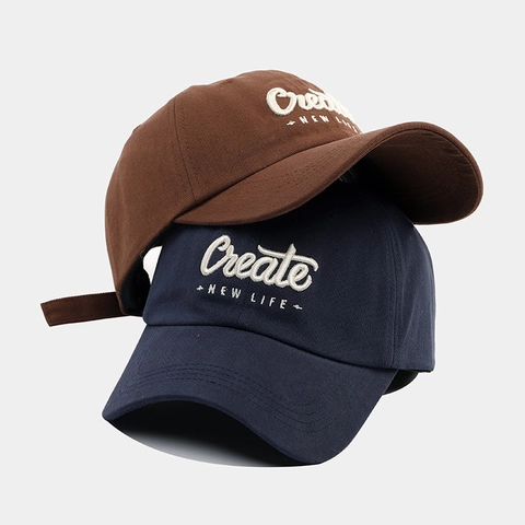 Baumwolle Baseballkappe 3D Create Buchstaben Bestickt Gebogener Schirm Atmungsaktiv Verstellbar Outdoor Dad Hat