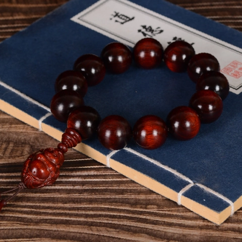 Bracciale Di Perline In Legno Etnico Palissandro Africano Con Buddha Maitreya Intagliato Gioielli Per Meditazione Zen