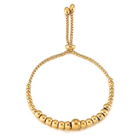 Pulsera De Cuentas Redondas Acero Inoxidable Cierre Deslizante Ajustable Degradado Joyería De Moda Para Mujer
