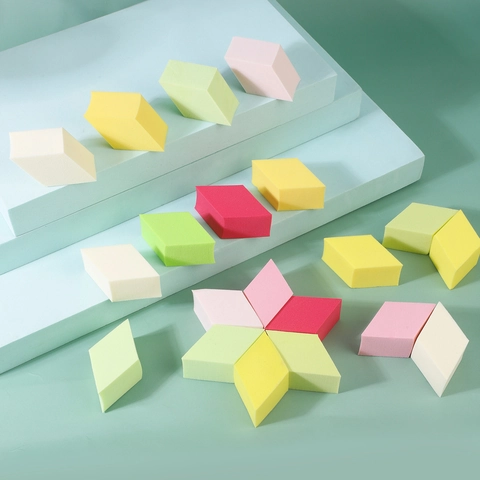 Rhombus Makeup Sponges Non Latex Hydrophilic Beauty Tool For Foundation Blending Dry Wet Dual Use Macaron Colorful