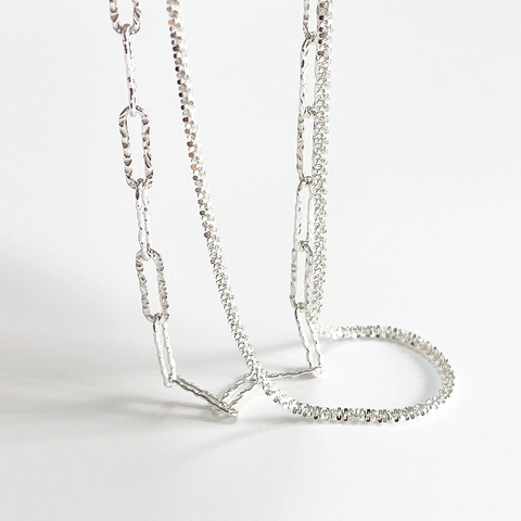 Collana In Argento Sterling 925 Catena A Maglie Paperclip Scintillante Girocollo Minimalista Gioielli Da Donna