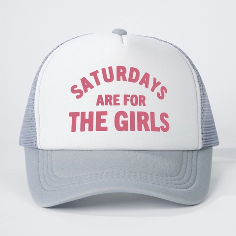 Saturdays Are For The Girls Letter Print Trucker Hat Mesh Back Breathable Adjustable Sun Cap Retro Vintage For Women