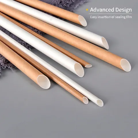 Paper Straws Disposable Biodegradable Individually Wrapped Sharp Pointed Tip Thick Sturdy For Milk Tea Smoothie Juice