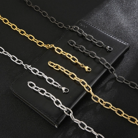 Joyas De Collar Y Pulsera De Acero Inoxidable 316L Cadena De Cable Trenzada Hip Hop Punk Para Hombres Unisex