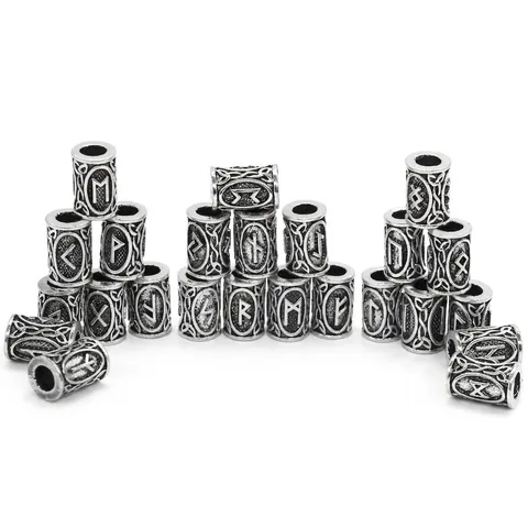 Viking Rune Beads Alloy Retro Nordic Style For Beard Hair Decoration Dreadlocks DIY Jewelry Making Accessories