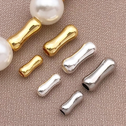 Copper Spacer Beads 18K Gold Plated Bamboo Tube Bone Shape For DIY Necklace Bracelet Jewelry Making Color Retention