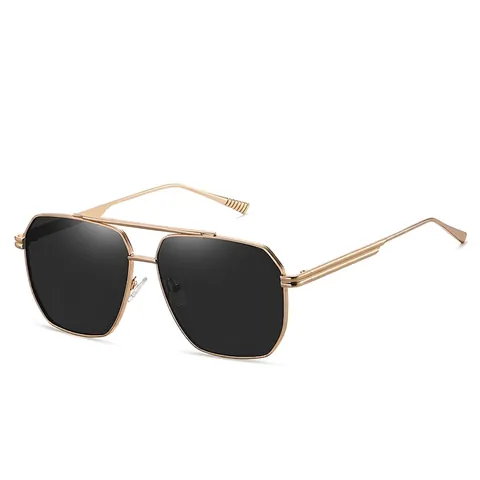 Occhiali Da Sole Aviatore Montatura In Metallo Poligono Geometrico Doppio Ponte Protezione UV400 Per Guida Moda