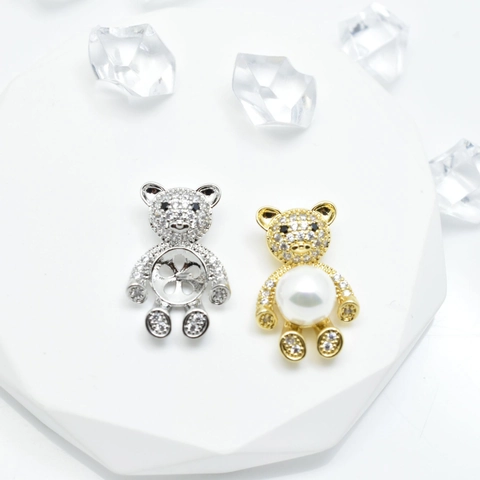 Vassoio Per Ciondolo Gioielli A Forma Di Orso Rame Strass Scintillante Accessorio DIY Per Montaggio Künstliche Perle Stile Elegante