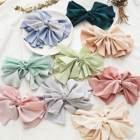 Pinza Para El Cabello Con Lazo De Gasa Extragrande Capas Tul Clip De Resorte Francés Elegante Accesorio De Tela Para Mujeres