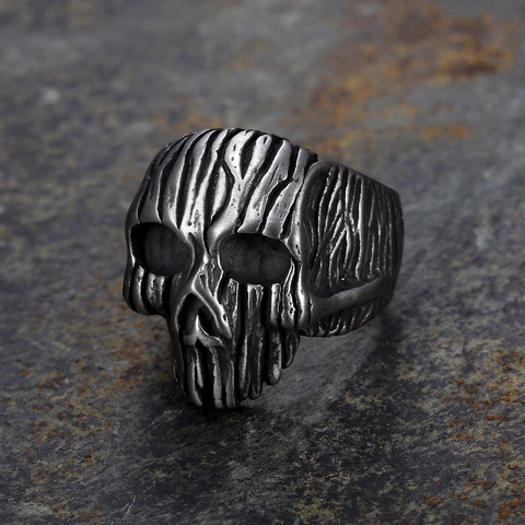 Skull Head Ring Stainless Steel Punk Gothic Vintage Biker Jewelry For Men Women