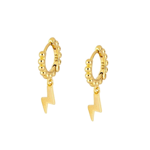 Minimalist Copper Beaded Hoop Earrings With 925 Sterling Silver Post Fashion Lightning Bolt Dangle Earrings For Women
