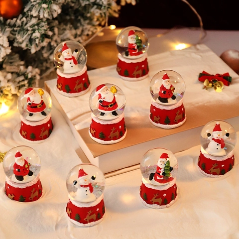 Kerst Sneeuwbol Met Muziek En LED Verlichting Hars Kerstman Rendier Bureau Decoratie Feestelijk Geschenk Decor