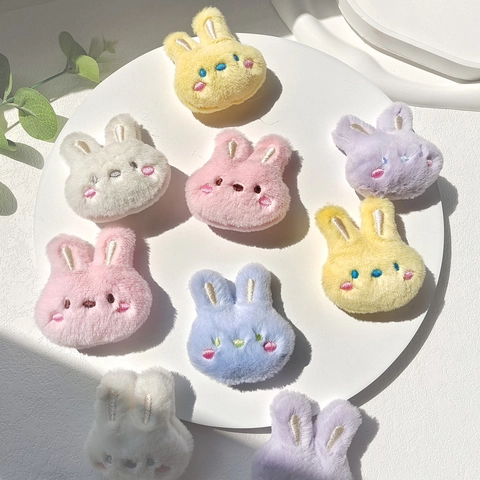 Cute Plush Rabbit Head Brooch Embroidered Faux Fur Soft Animal Pin For Clothing Bags Backpacks DIY Decor Accessory