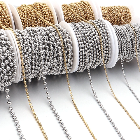 Cadena De Bolas De Acero Inoxidable Fabricación De Joyas Suministros De Bricolaje Accesorios Rollo A Granel