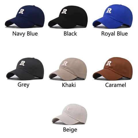 Casquette De Baseball Brodée Lettre R En Coton Lavé Vintage Grande Circonférence Chapeau Extérieur Hommes Femmes
