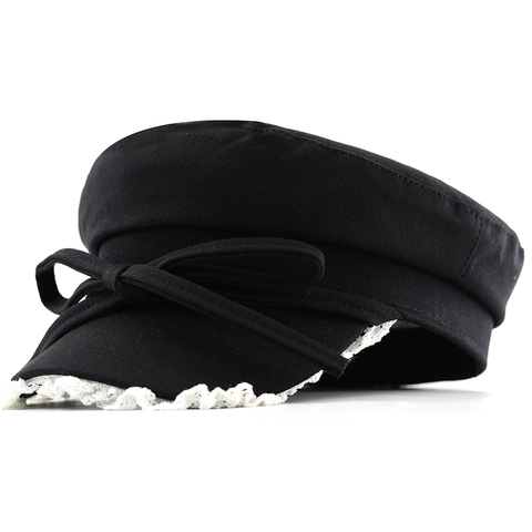 Berretto Newsboy Da Donna Con Pizzo E Fiocco Cotone Cappello Ottagonale Protezione Solare Casual Stile Vintage